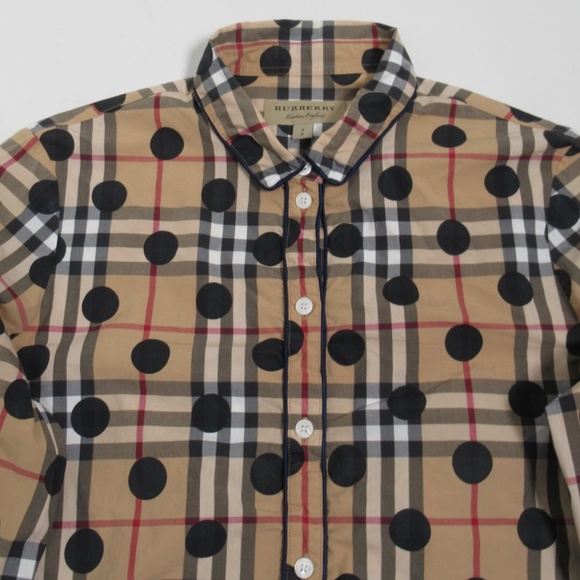 Burberry London England Women's Polka-Dot Check Shirt Archive Beige Size S - Picture 2 of 12